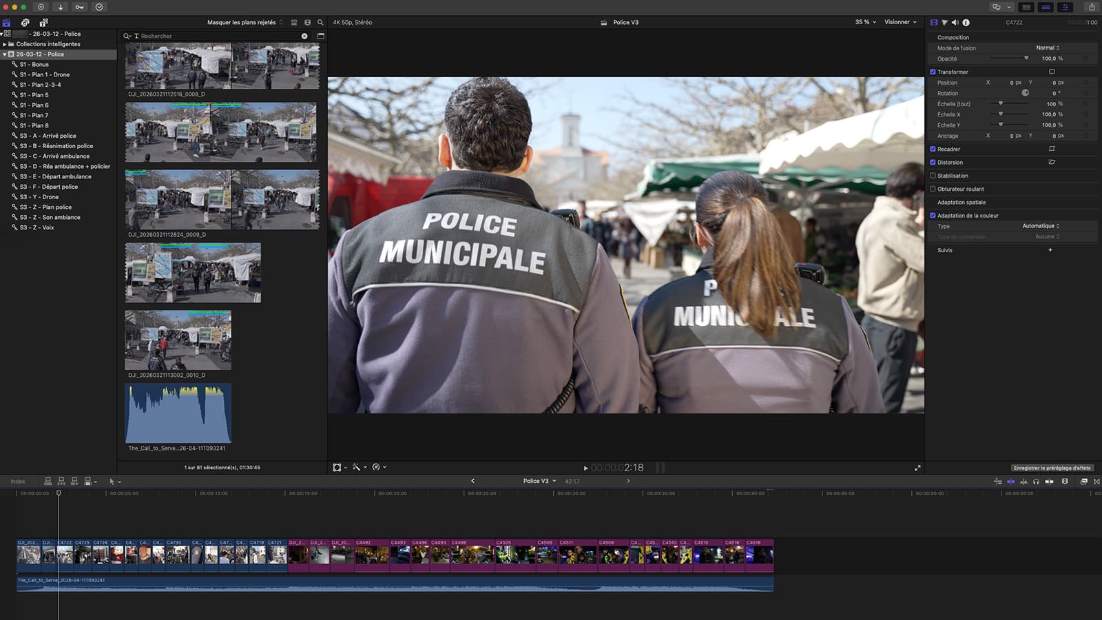 Capture de montage institutionnel dans Final Cut Pro