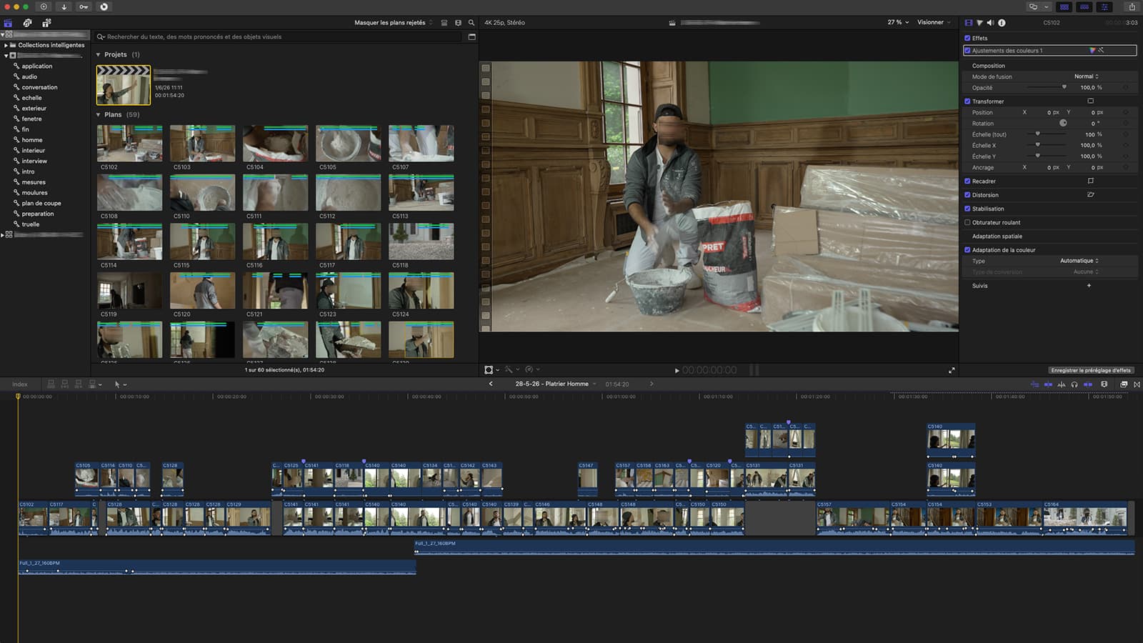 Capture d’une timeline organisée dans Final Cut Pro