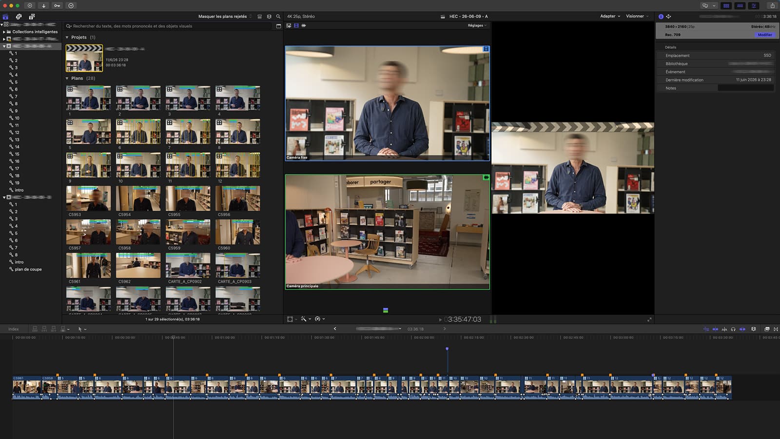 Capture de montage et correction colorimétrique dans Final Cut Pro